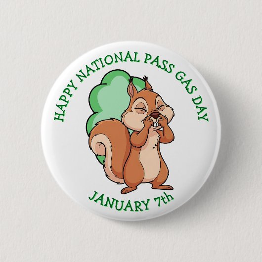 Badge Rond 5 Cm Happy National Pass Gas Day | January 7th (Devant)