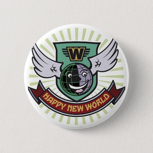 BADGE ROND 5 CM HAPPY NEW WORLD (Devant)