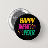 Badge Rond 5 Cm Happy New Year  (Devant & derrière)