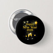 Badge Rond 5 Cm Happy New Year 2026  (Devant & derrière)