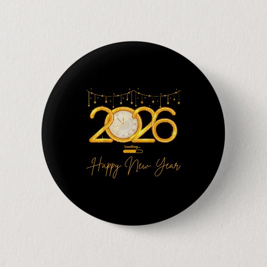 Badge Rond 5 Cm Happy New Year 2026  (Devant)