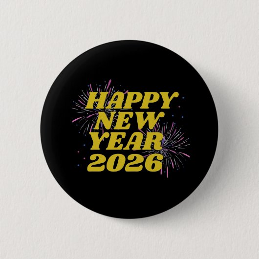 Badge Rond 5 Cm Happy New Year 2026 (Devant)