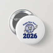 Badge Rond 5 Cm Happy New Year 2026 Celebration Design  (Devant & derrière)