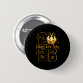 Badge Rond 5 Cm Happy New Year 2026 Coquette Bow Disco Ball New Ye (Devant & derrière)