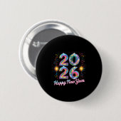 Badge Rond 5 Cm Happy New Year 2026 Disco Ball Retro Family Matchi (Devant & derrière)