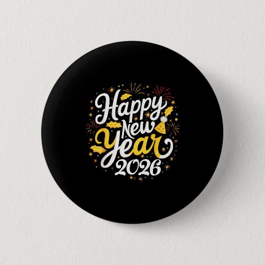 Badge Rond 5 Cm Happy New Year 2026 Fireworks Party Graphic Men Wo (Devant)