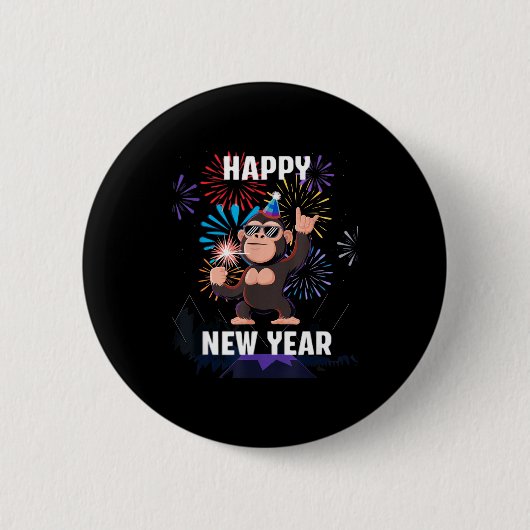 Badge Rond 5 Cm Happy New Year 2026 Funny Kids Bigfoot Lovers Part (Devant)