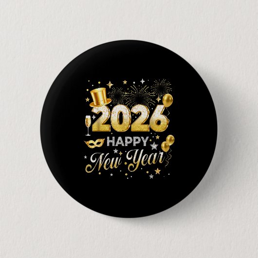 Badge Rond 5 Cm Happy New Year 2026 Funny New Years Eve Party Men (Devant)
