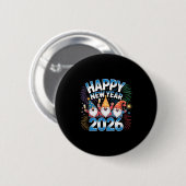 Badge Rond 5 Cm Happy New Year 2026 Gnomes Family Party New Years (Devant & derrière)