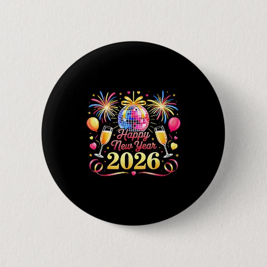 Badge Rond 5 Cm Happy New Year 2026 New Years Eve Party Countdown  (Devant)