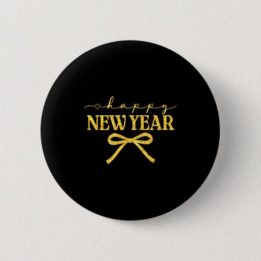 Badge Rond 5 Cm Happy New Year Coquette Bow New Year Party Family  (Devant)