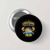 Badge Rond 5 Cm Happy New Year Cruise 2026 Party Trip Cruising Int (Devant & derrière)