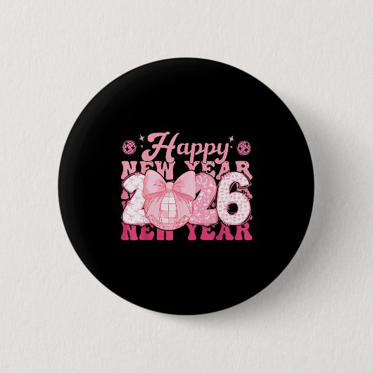 Badge Rond 5 Cm Happy New Year Eve 2026 Party Family Matching Men  (Devant)