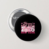 Badge Rond 5 Cm Happy New Year Eve 2026 Party Family Matching Men  (Devant & derrière)
