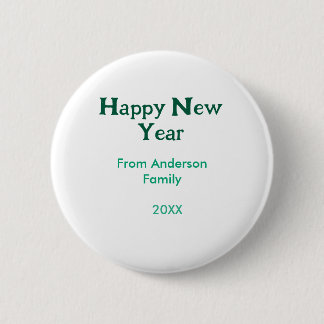 Badge Rond 5 Cm Happy new year green add family name year simple