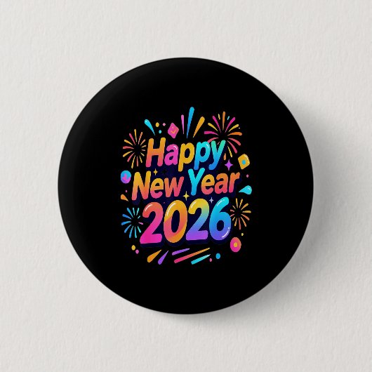 Badge Rond 5 Cm Happy New Year, Merry Christmas (Devant)