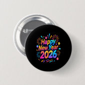 Badge Rond 5 Cm Happy New Year, Merry Christmas (Devant & derrière)