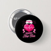Badge Rond 5 Cm Happy New Year Nurses Heartbeat New Years Eve Part (Devant & derrière)