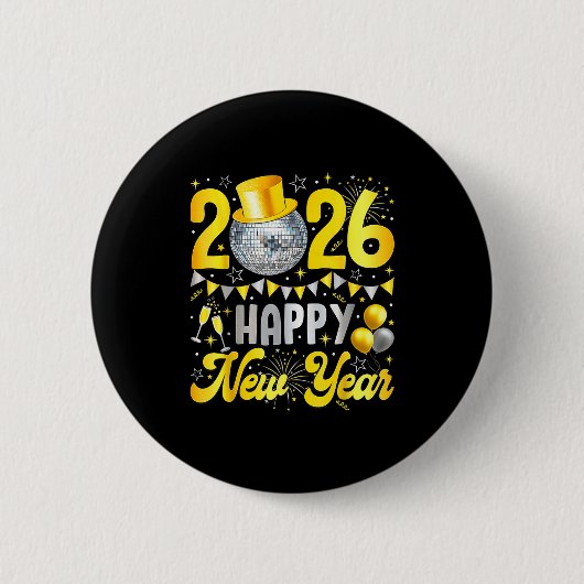 Badge Rond 5 Cm Happy New Year Party 2026 Balloon Family Matching  (Devant)