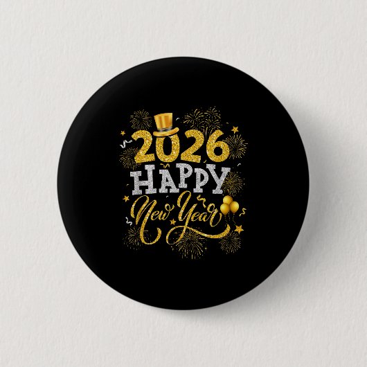 Badge Rond 5 Cm Happy New Year Party 2026 Fireworks Family Matchin (Devant)