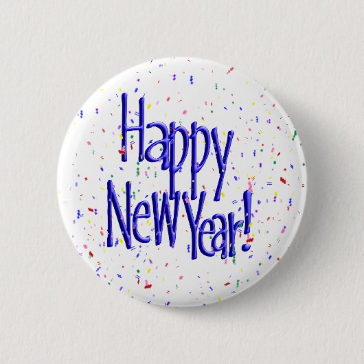 Badge Rond 5 Cm Happy New Year's Text with Confetti (Devant)