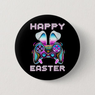 Badge Rond 5 Cm Happy Pâques contrôleur de jeu vidéo Funny Gamer B