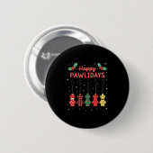 Badge Rond 5 Cm Happy Pawlidays Funny Christmas Dog Paw Xmas Dogs (Devant & derrière)