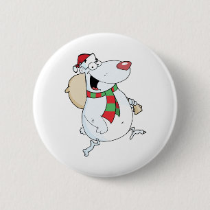 Badge Rond 5 Cm Happy Père Noël Bear Coule Avec Sac