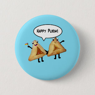 Badge Rond 5 Cm Happy Purim Cute Smiling Hamentaschen Cartoon