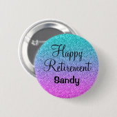 Badge Rond 5 Cm Happy Retraite Ombre rose bleu violet Parties scin (Devant & derrière)