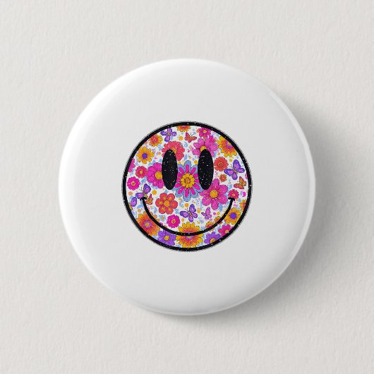Badge Rond 5 Cm Happy Retro Daisy Smile Face Preppy Aesthetic Men (Devant)