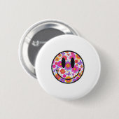 Badge Rond 5 Cm Happy Retro Daisy Smile Face Preppy Aesthetic Men (Devant & derrière)