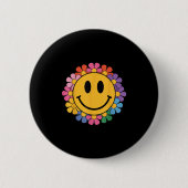 Badge Rond 5 Cm Happy Retro Daisy Smile Face Preppy Hommes esthéti (Devant)