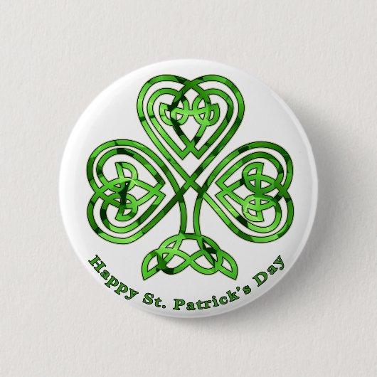 Badge Rond 5 Cm Happy St. Patrick's Day Trinity Clover (Devant)