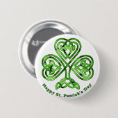 Badge Rond 5 Cm Happy St. Patrick's Day Trinity Clover (Devant & derrière)