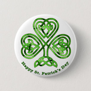 Badge Rond 5 Cm Happy St. Patrick's Day Trinity Clover