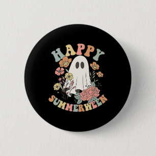 Badge Rond 5 Cm Happy Summerween Halloween Fantôme Floral été Fant