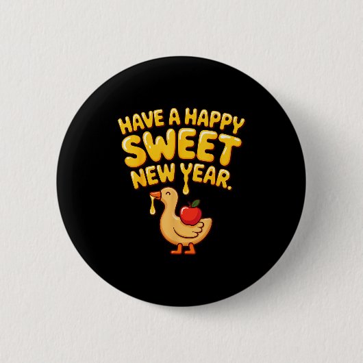 Badge Rond 5 Cm Happy Sweet New Year Goose Cookie Rosh Hashanah  (Devant)