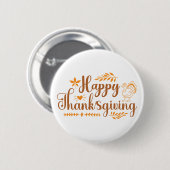 Badge Rond 5 Cm Happy Thanksgiving (Devant & derrière)