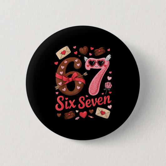 Badge Rond 5 Cm Happy Valentine’s Day 67 Meme Hearts Coquette Bow (Devant)