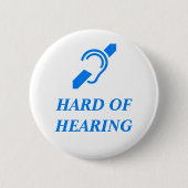 Badge Rond 5 Cm Hard of Hearing Blue on White Background (Devant)