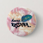 Badge Rond 5 Cm "Hare Krishna" Peacock Feather Hindu (Devant)