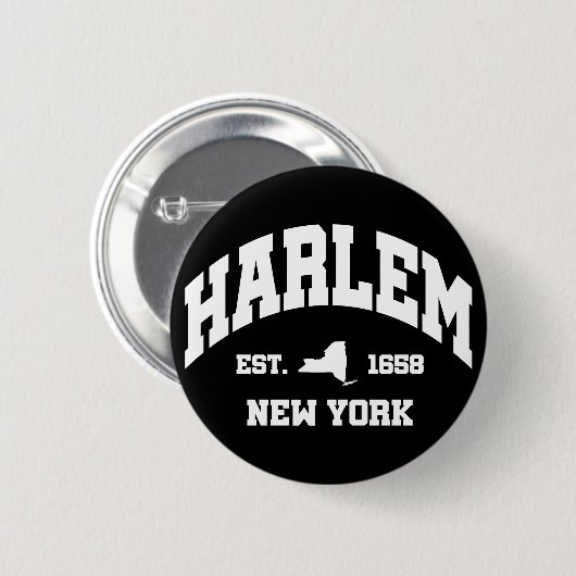 Badge Rond 5 Cm Harlem, New York (Devant & derrière)