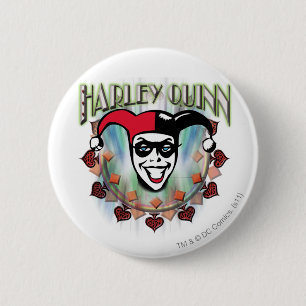 Badge Rond 5 Cm Harley Quinn - Face and Logo