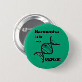Badge Rond 5 Cm Harmonica Est Dans Mes Gènes (Devant & derrière)