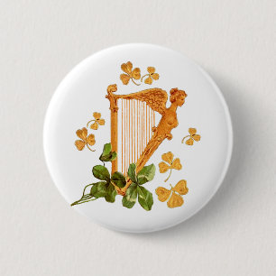 Badge Rond 5 Cm Harpe d'Irlande