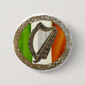 Badge Rond 5 Cm Harpe irlandaise (Devant)