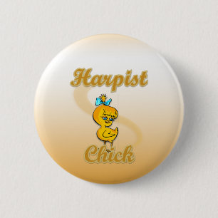 Badge Rond 5 Cm Harpist Chick