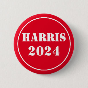 Badge Rond 5 Cm Harris 2024 Bleu Clair & Blanc