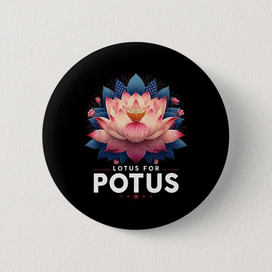 Badge Rond 5 Cm Harris 2024 Lotus Pour Potus Trending President (Devant)